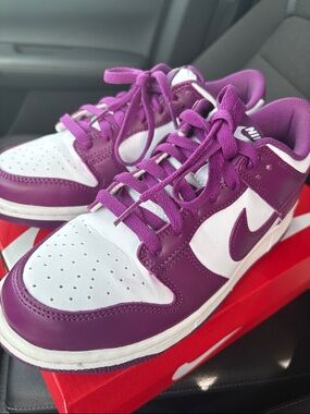 Nike Kids Purple and White Low-Top Sneakers — Youth Athletic Shoes